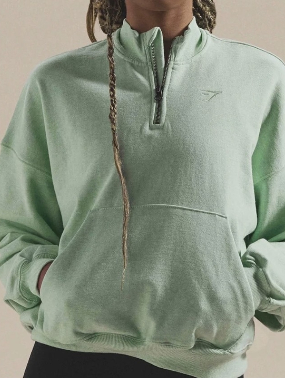 🍄3/50$🍄 Gymshark Rest Day Sweats 1/2 Zip Pullover Kangaroo Pocket Size Small